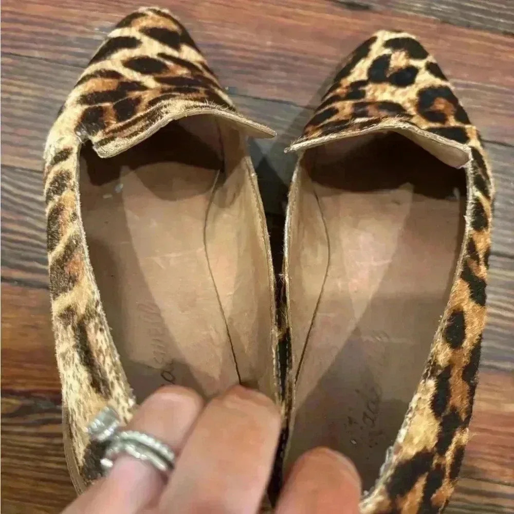 Madewell The Orson Womens Size 7 Loafer Leopard Print Shoes Calf Hair Leather - Picture 3 of 8